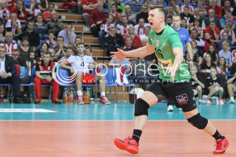  11.03.2015 RZESZOW POLAND<br />SIATKOWKA LIGA MISTRZOW MEN CEV VOLLEYBALL CHAMPIONS LEAGUE 2014/2015 <br />MATCH ASSECO RESOVIA - LOKOMOTIV NOWOSYBIRSK <br />N/Z KRZYSZTOF IGNACZAK RADOSC EMOCJE SYLWETKA <br /> 