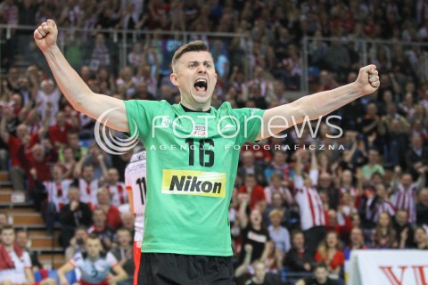  11.03.2015 RZESZOW POLAND<br />SIATKOWKA LIGA MISTRZOW MEN CEV VOLLEYBALL CHAMPIONS LEAGUE 2014/2015 <br />MATCH ASSECO RESOVIA - LOKOMOTIV NOWOSYBIRSK <br />N/Z KRZYSZTOF IGNACZAK SYLWETKA RADOSC EMOCJE <br /> 