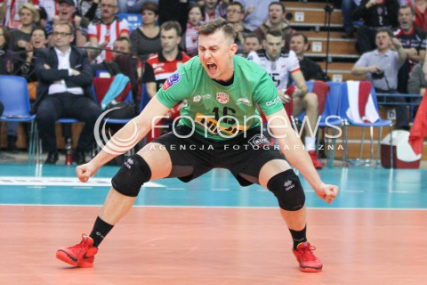  11.03.2015 RZESZOW POLAND<br />SIATKOWKA LIGA MISTRZOW MEN CEV VOLLEYBALL CHAMPIONS LEAGUE 2014/2015 <br />MATCH ASSECO RESOVIA - LOKOMOTIV NOWOSYBIRSK <br />N/Z KRZYSZTOF IGNACZAK SYLWETKA RADOSC EMOCJE <br /> 