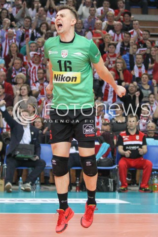  11.03.2015 RZESZOW POLAND<br />SIATKOWKA LIGA MISTRZOW MEN CEV VOLLEYBALL CHAMPIONS LEAGUE 2014/2015 <br />MATCH ASSECO RESOVIA - LOKOMOTIV NOWOSYBIRSK <br />N/Z KRZYSZTOF IGNACZAK SYLWETKA RADOSC EMOCJE <br /> 