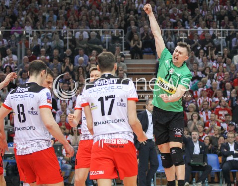  11.03.2015 RZESZOW POLAND<br />SIATKOWKA LIGA MISTRZOW MEN CEV VOLLEYBALL CHAMPIONS LEAGUE 2014/2015 <br />MATCH ASSECO RESOVIA - LOKOMOTIV NOWOSYBIRSK <br />N/Z KRZYSZTOF IGNACZAK RADOSC EMOCJE <br /> 