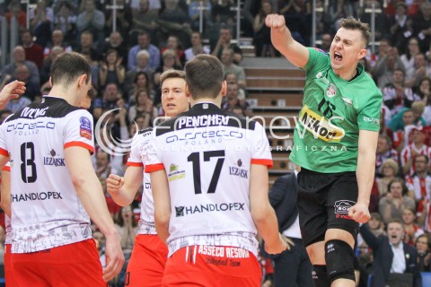  11.03.2015 RZESZOW POLAND<br />SIATKOWKA LIGA MISTRZOW MEN CEV VOLLEYBALL CHAMPIONS LEAGUE 2014/2015 <br />MATCH ASSECO RESOVIA - LOKOMOTIV NOWOSYBIRSK <br />N/Z KRZYSZTOF IGNACZAK RADOSC EMOCJE JOCHEN SCHOPS <br /> 