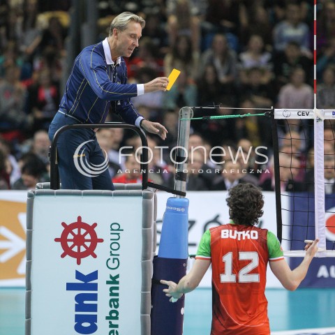  11.03.2015 RZESZOW POLAND<br />SIATKOWKA LIGA MISTRZOW MEN CEV VOLLEYBALL CHAMPIONS LEAGUE 2014/2015 <br />MATCH ASSECO RESOVIA - LOKOMOTIV NOWOSYBIRSK <br />N/Z SEDZIA ZOLTA KARTKA ALEXANDER BUTKO <br /> 