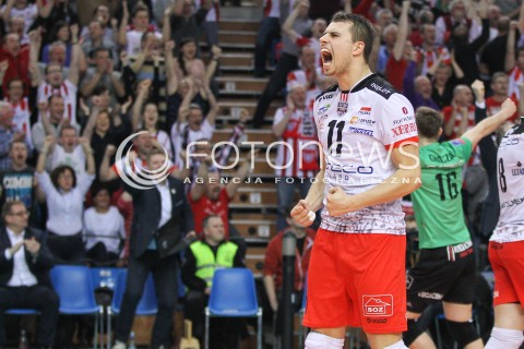 11.03.2015 RZESZOW POLAND<br />SIATKOWKA LIGA MISTRZOW MEN CEV VOLLEYBALL CHAMPIONS LEAGUE 2014/2015 <br />MATCH ASSECO RESOVIA - LOKOMOTIV NOWOSYBIRSK <br />N/Z FABIAN DRZYZGA RADOSC Z AWANSU DO FINAL FOUR LIGI MISTRZOW<br /> 