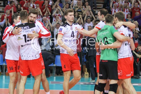  11.03.2015 RZESZOW POLAND<br />SIATKOWKA LIGA MISTRZOW MEN CEV VOLLEYBALL CHAMPIONS LEAGUE 2014/2015 <br />MATCH ASSECO RESOVIA - LOKOMOTIV NOWOSYBIRSK <br />N/Z DAWID DRYJA PIOTR NOWAKOWSKI RADOSC Z AWANSU DO FINAL FOUR LIGI MISTRZOW<br /> 