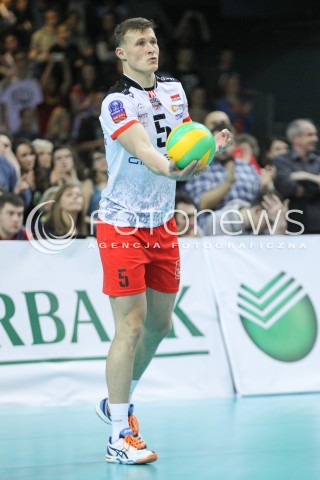  11.03.2015 RZESZOW POLAND<br />SIATKOWKA LIGA MISTRZOW MEN CEV VOLLEYBALL CHAMPIONS LEAGUE 2014/2015 <br />MATCH ASSECO RESOVIA - LOKOMOTIV NOWOSYBIRSK <br />N/Z LUKAS TICHACEK SYLWETKA <br /> 