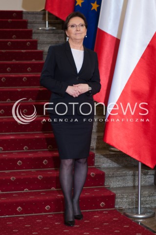  12.03.2015 WARSZAWA<br />WIZYTA PREMIERA FRANCJI W POLSCE<br />N/Z PREMIER EWA KOPACZ<br /> 