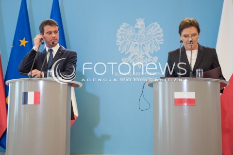  12.03.2015 WARSZAWA<br />WIZYTA PREMIERA FRANCJI W POLSCE<br />N/Z PREMIER FRANCJI MANUEL VALLS PREMIER EWA KOPACZ<br /> 
