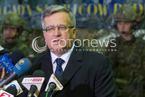  13.03.2015 RZESZOW<br />PREZYDENT RP BRONISLAW KOMOROWSKI NA PODKARPACIU<br />WIZYTA W 21. BRYGADZIE STRZELCOW PODHALANSKICH<br />N/Z BRONISLAW KOMOROWSKI<br /> 