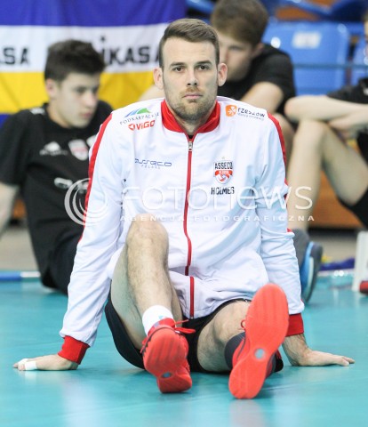  20.03.2015 RZESZOW<br />SIATKOWKA PLUSLIGA 2014/2015 MEN VOLLEYBALL POLAND POLISH PLUS LIGA LEAGUE SEASON 2014/2015 - POLFINAL MECZ NR 3.<br />MECZ ASSECO RESOVIA - JASTRZEBSKI WEGIEL<br />N/Z RUSSELL HOLMES SYLWETKA <br /> 