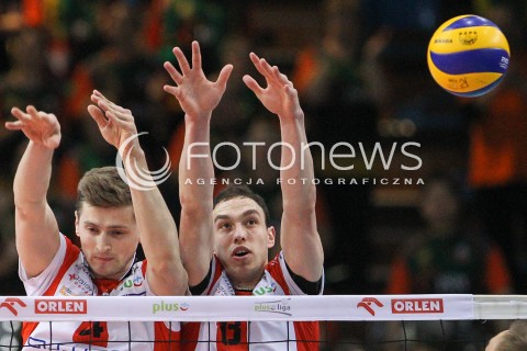  20.03.2015 RZESZOW<br />SIATKOWKA PLUSLIGA 2014/2015 MEN VOLLEYBALL POLAND POLISH PLUS LIGA LEAGUE SEASON 2014/2015 - POLFINAL MECZ NR 3.<br />MECZ ASSECO RESOVIA - JASTRZEBSKI WEGIEL<br />N/Z PIOTR NOWAKOWSKI MARKO IVOVIC BLOK<br /> 