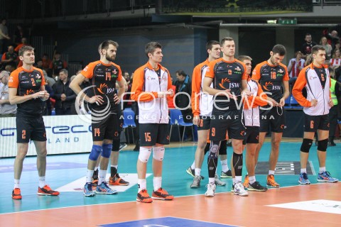  20.03.2015 RZESZOW<br />SIATKOWKA PLUSLIGA 2014/2015 MEN VOLLEYBALL POLAND POLISH PLUS LIGA LEAGUE SEASON 2014/2015 - POLFINAL MECZ NR 3.<br />MECZ ASSECO RESOVIA - JASTRZEBSKI WEGIEL<br />N/Z KRZYSZTOF GIERCZYNSKI GUILLAUME QUESQUE DMYTRO FILIPPOV PATRYK CZARNOWSKI MATEUSZ MALINOWSKI SMUTEK PORAZKA PRZEGRANA EMOCJE<br /> 
