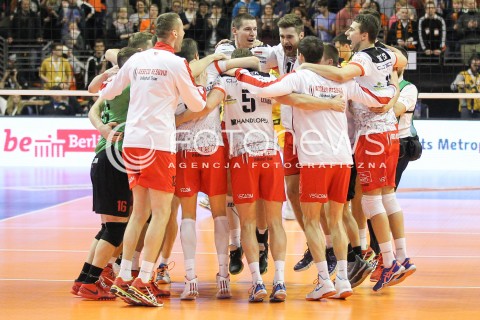  28.03.2015 BERLIN GERMANY<br />SIATKOWKA LIGA MISTRZOW MEN CEV VOLLEYBALL CHAMPIONS LEAGUE FINAL FOUR 2014/2015 - SEMIFINAL<br />MATCH ASSECO RESOVIA RZESZOW - PGE SKRA BELCHATOW<br />N/Z DAWID KONARSKI RADOSC EMOCJE WYGRANA AWANS DO FINALU<br /> 