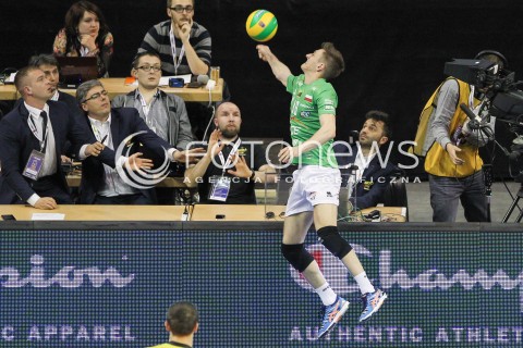  28.03.2015 BERLIN GERMANY<br />SIATKOWKA LIGA MISTRZOW MEN CEV VOLLEYBALL CHAMPIONS LEAGUE FINAL FOUR 2014/2015 - SEMIFINAL<br />MATCH ASSECO RESOVIA RZESZOW - PGE SKRA BELCHATOW<br />N/Z KACPER PIECHOCKI OBRONA W TRYBUNACH<br /> 