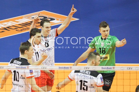  28.03.2015 BERLIN GERMANY<br />SIATKOWKA LIGA MISTRZOW MEN CEV VOLLEYBALL CHAMPIONS LEAGUE FINAL FOUR 2014/2015 - SEMIFINAL<br />MATCH ASSECO RESOVIA RZESZOW - PGE SKRA BELCHATOW<br />N/Z MARKO IVOVIC KRZYSZTOF IGNACZAK FABIAN DRZYZGA RADOSC EMOCJE <br /> 