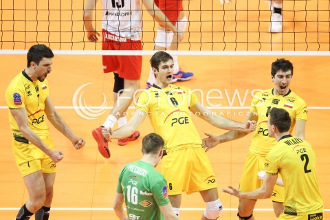  28.03.2015 BERLIN GERMANY<br />SIATKOWKA LIGA MISTRZOW MEN CEV VOLLEYBALL CHAMPIONS LEAGUE FINAL FOUR 2014/2015 - SEMIFINAL<br />MATCH ASSECO RESOVIA RZESZOW - PGE SKRA BELCHATOW<br />N/Z FACUNDO CONTE KAROL KLOS NICOLAS URIARTE RADOSC EMOCJE <br /> 