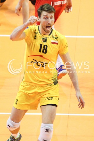  28.03.2015 BERLIN GERMANY<br />SIATKOWKA LIGA MISTRZOW MEN CEV VOLLEYBALL CHAMPIONS LEAGUE FINAL FOUR 2014/2015 - SEMIFINAL<br />MATCH ASSECO RESOVIA RZESZOW - PGE SKRA BELCHATOW<br />N/Z NICOLAS MARECHAL SYLWETKA RADOSC EMOCJE <br /> 
