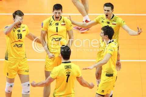  28.03.2015 BERLIN GERMANY<br />SIATKOWKA LIGA MISTRZOW MEN CEV VOLLEYBALL CHAMPIONS LEAGUE FINAL FOUR 2014/2015 - SEMIFINAL<br />MATCH ASSECO RESOVIA RZESZOW - PGE SKRA BELCHATOW<br />N/Z NICOLAS MARECHAL SRECKO LISINAC MARIUSZ WLAZLY RADOSC EMOCJE <br /> 