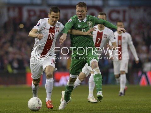  29.03.2015 DUBLIN ( IRLANDIA )<br />PILKA NOZNA ELIMINACJE EURO 2016 ( GRUPA D )<br />FOOTBALL QUALIFICATIONS EURO 2016 ( GROUP D )<br />MECZ POLSKA - IRLANDIA ( POLAND - IRELAND )<br />N/Z PAWEL OLKOWSKI, JAMES MCCARTHY<br /> 