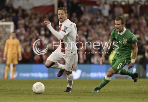  29.03.2015 DUBLIN ( IRLANDIA )<br />PILKA NOZNA ELIMINACJE EURO 2016 ( GRUPA D )<br />FOOTBALL QUALIFICATIONS EURO 2016 ( GROUP D )<br />MECZ POLSKA - IRLANDIA ( POLAND - IRELAND )<br />N/Z GRZEGORZ KRZYCHOWIAK , GLENN WHELAN<br /> 