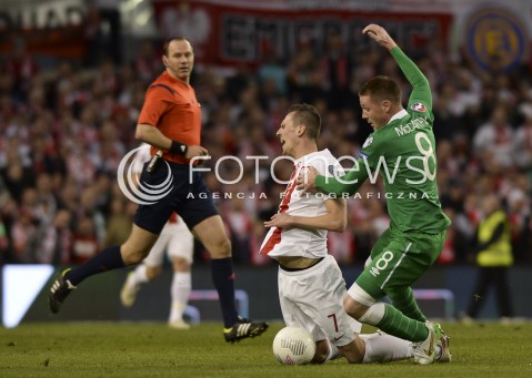  29.03.2015 DUBLIN ( IRLANDIA )<br />PILKA NOZNA ELIMINACJE EURO 2016 ( GRUPA D )<br />FOOTBALL QUALIFICATIONS EURO 2016 ( GROUP D )<br />MECZ POLSKA - IRLANDIA ( POLAND - IRELAND )<br />N/Z ARKADIUSZ MILIK , JAMES MCCARTHY<br /> 