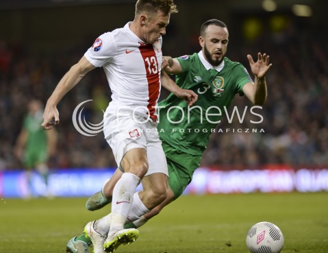  29.03.2015 DUBLIN ( IRLANDIA )<br />PILKA NOZNA ELIMINACJE EURO 2016 ( GRUPA D )<br />FOOTBALL QUALIFICATIONS EURO 2016 ( GROUP D )<br />MECZ POLSKA - IRLANDIA ( POLAND - IRELAND )<br />N/Z MACIEJ RYBUS , JOHN OSHEA <br /> 