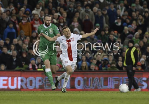  29.03.2015 DUBLIN ( IRLANDIA )<br />PILKA NOZNA ELIMINACJE EURO 2016 ( GRUPA D )<br />FOOTBALL QUALIFICATIONS EURO 2016 ( GROUP D )<br />MECZ POLSKA - IRLANDIA ( POLAND - IRELAND )<br />N/Z SLAWOMIR PESZKO , MARC WILSON<br /> 