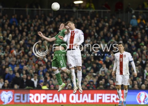  29.03.2015 DUBLIN ( IRLANDIA )<br />PILKA NOZNA ELIMINACJE EURO 2016 ( GRUPA D )<br />FOOTBALL QUALIFICATIONS EURO 2016 ( GROUP D )<br />MECZ POLSKA - IRLANDIA ( POLAND - IRELAND )<br />N/Z JAMES MCCARTHY , ARKADIUSZ MILIK<br /> 