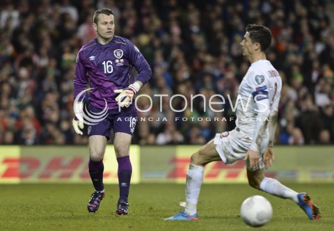  29.03.2015 DUBLIN ( IRLANDIA )<br />PILKA NOZNA ELIMINACJE EURO 2016 ( GRUPA D )<br />FOOTBALL QUALIFICATIONS EURO 2016 ( GROUP D )<br />MECZ POLSKA - IRLANDIA ( POLAND - IRELAND )<br />N/Z SHAY GIVEN , ROBERT LEWANDOWSKI<br /> 