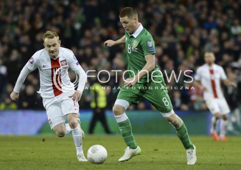  29.03.2015 DUBLIN ( IRLANDIA )<br />PILKA NOZNA ELIMINACJE EURO 2016 ( GRUPA D )<br />FOOTBALL QUALIFICATIONS EURO 2016 ( GROUP D )<br />MECZ POLSKA - IRLANDIA ( POLAND - IRELAND )<br />N/Z SEBASTIAN MILA , JAMES MCCARTHY<br /> 