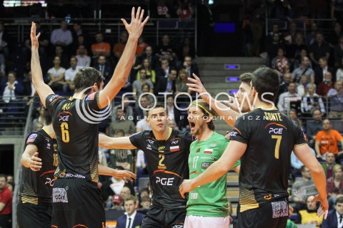  29.03.2015 BERLIN GERMANY<br />SIATKOWKA LIGA MISTRZOW MEN CEV VOLLEYBALL CHAMPIONS LEAGUE FINAL FOUR 2014/2015 - MECZ O 3. MIEJSCE<br />MATCH BR VOLLEYS - PGE SKRA BELCHATOW<br />N/Z MARIUSZ WLAZLY FERDINAND TILLE RADOSC EMOCJE <br /> 