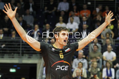  29.03.2015 BERLIN GERMANY<br />SIATKOWKA LIGA MISTRZOW MEN CEV VOLLEYBALL CHAMPIONS LEAGUE FINAL FOUR 2014/2015 - MECZ O 3. MIEJSCE<br />MATCH BR VOLLEYS - PGE SKRA BELCHATOW<br />N/Z KAROL KLOS RADOSC EMOCJE SYLWETKA <br /> 