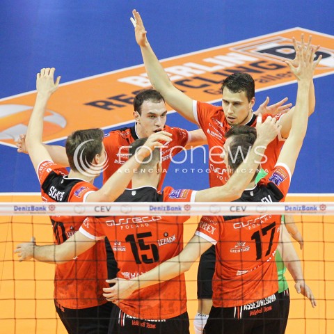  29.03.2015 BERLIN GERMANY<br />SIATKOWKA LIGA MISTRZOW MEN CEV VOLLEYBALL CHAMPIONS LEAGUE FINAL FOUR 2014/2015 - FINAL<br />MATCH ASSECO RESOVIA - ZENIT KAZAN<br />N/Z FABIAN DRZYZGA MARKO IVOVIC RADOSC EMOCJE <br /> 