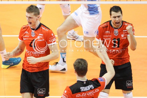  29.03.2015 BERLIN GERMANY<br />SIATKOWKA LIGA MISTRZOW MEN CEV VOLLEYBALL CHAMPIONS LEAGUE FINAL FOUR 2014/2015 - FINAL<br />MATCH ASSECO RESOVIA - ZENIT KAZAN<br />N/Z PIOTR NOWAKOWSKI FABIAN DRZYZGA RADOSC EMOCJE <br /> 