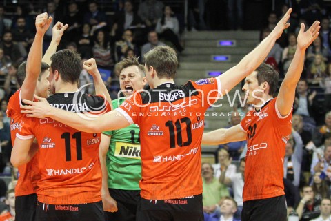  29.03.2015 BERLIN GERMANY<br />SIATKOWKA LIGA MISTRZOW MEN CEV VOLLEYBALL CHAMPIONS LEAGUE FINAL FOUR 2014/2015 - FINAL<br />MATCH ASSECO RESOVIA - ZENIT KAZAN<br />N/Z KRZYSZTOF IGNACZAK RAFAL BUSZEK RADOSC EMOCJE <br /> 