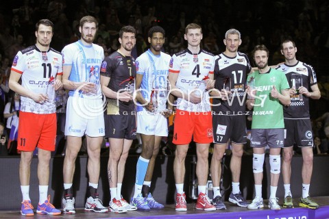  29.03.2015 BERLIN GERMANY<br />SIATKOWKA LIGA MISTRZOW MEN CEV VOLLEYBALL CHAMPIONS LEAGUE FINAL FOUR 2014/2015 - FINAL<br />MATCH ASSECO RESOVIA - ZENIT KAZAN<br />N/Z NAGRODY DLA NAJLEPSZYCH ZAWODNIKOW FABIAN DRZYZGA PIOTR NOWAKOWSKI FACUNDO CONTE WILFREDO LEON<br /> 