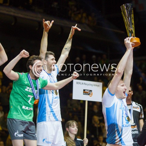  29.03.2015 BERLIN GERMANY<br />SIATKOWKA LIGA MISTRZOW MEN CEV VOLLEYBALL CHAMPIONS LEAGUE FINAL FOUR 2014/2015 - FINAL<br />MATCH ASSECO RESOVIA - ZENIT KAZAN<br />N/Z NIKOLAY APALIKOV TEODOR SALPAROV RADOSC EMOCJE PUCHAR ZWYCIESTWO WYGRANA EMOCJE<br /> 