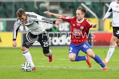  04.04.2015 WARSZAWA PILKA NOZNA<br />SEZON 2014/2015 FOOTBALL POLISH T-MOBILE EKSTRAKLASA<br />MECZ LEGIA WARSZAWA - PIAST GLIWICE NA STADIONIE MARSZALKA JOZEFA PILSUDSKIEGO<br />N/Z TOMASZ MOSKWA JAKUB RZEZNICZAK<br /> 