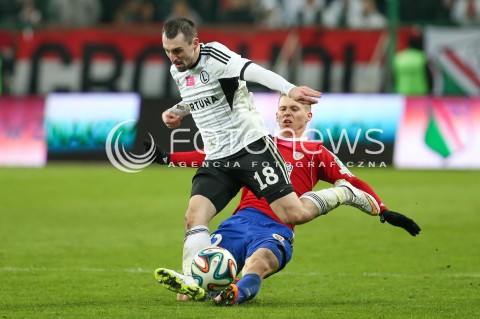  04.04.2015 WARSZAWA PILKA NOZNA<br />SEZON 2014/2015 FOOTBALL POLISH T-MOBILE EKSTRAKLASA<br />MECZ LEGIA WARSZAWA - PIAST GLIWICE NA STADIONIE MARSZALKA JOZEFA PILSUDSKIEGO<br />N/Z MICHAL KUCHARCZYK TOMASZ MOKWA<br /> 