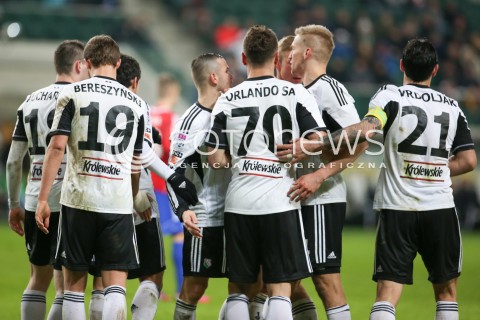  04.04.2015 WARSZAWA PILKA NOZNA<br />SEZON 2014/2015 FOOTBALL POLISH T-MOBILE EKSTRAKLASA<br />MECZ LEGIA WARSZAWA - PIAST GLIWICE NA STADIONIE MARSZALKA JOZEFA PILSUDSKIEGO<br />N/Z LEGIA WARSZAWA RADOSC PO BRAMCE ORLANDO SA<br /> 