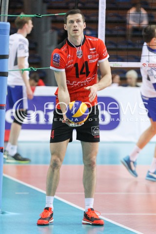  11.04.2015 RZESZOW <br />SIATKOWKA MEN VOLLEYBALL SEASON 2014/2015 <br />MECZ SPARINGOWY<br />ASSECO RESOVIA RZESZOW - VFB FRIEDRICHSHAFEN<br />N/Z RAFAL BUSZEK SYLWETKA <br /> 