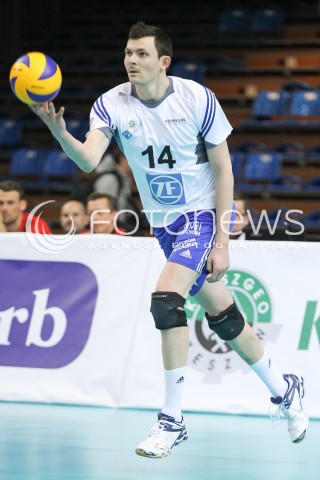  11.04.2015 RZESZOW <br />SIATKOWKA MEN VOLLEYBALL SEASON 2014/2015 <br />MECZ SPARINGOWY<br />ASSECO RESOVIA RZESZOW - VFB FRIEDRICHSHAFEN<br />N/Z BAPTISTE GEILER SYLWETKA <br /> 
