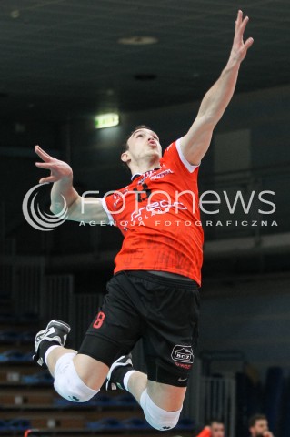  11.04.2015 RZESZOW <br />SIATKOWKA MEN VOLLEYBALL SEASON 2014/2015 <br />MECZ SPARINGOWY<br />ASSECO RESOVIA RZESZOW - VFB FRIEDRICHSHAFEN<br />N/Z MARKO IVOVIC SYLWETKA ATAK<br /> 