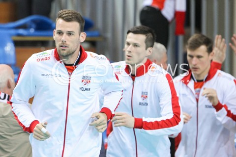  15.04.2015 RZESZOW<br />SIATKOWKA PLUSLIGA 2014/2015 MEN VOLLEYBALL POLAND POLISH PLUS LIGA LEAGUE SEASON 2014/2015 - FINAL 1. MECZ<br />MECZ ASSECO RESOVIA - LOTOS TREFL GDANSK<br />N/Z RUSSELL HOLMES RAFAL BUSZEK LUKAS TICHACEK <br /> 