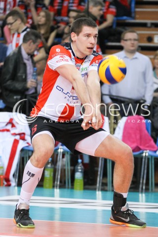  15.04.2015 RZESZOW<br />SIATKOWKA PLUSLIGA 2014/2015 MEN VOLLEYBALL POLAND POLISH PLUS LIGA LEAGUE SEASON 2014/2015 - FINAL 1. MECZ<br />MECZ ASSECO RESOVIA - LOTOS TREFL GDANSK<br />N/Z DAWID KONARSKI SYLWETKA <br /> 