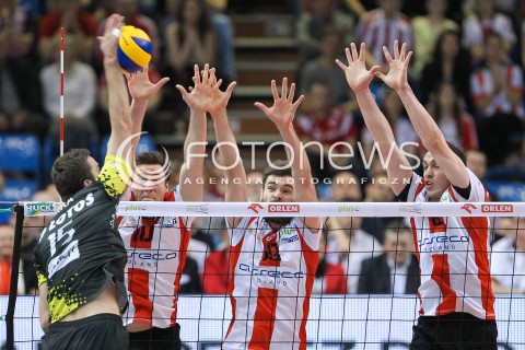 15.04.2015 RZESZOW<br />SIATKOWKA PLUSLIGA 2014/2015 MEN VOLLEYBALL POLAND POLISH PLUS LIGA LEAGUE SEASON 2014/2015 - FINAL 1. MECZ<br />MECZ ASSECO RESOVIA - LOTOS TREFL GDANSK<br />N/Z JOCHEN SCHOPS DAWID DRYJA MARKO IVOVIC <br /> 