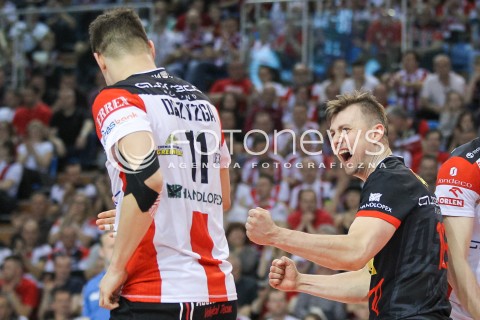  15.04.2015 RZESZOW<br />SIATKOWKA PLUSLIGA 2014/2015 MEN VOLLEYBALL POLAND POLISH PLUS LIGA LEAGUE SEASON 2014/2015 - FINAL 1. MECZ<br />MECZ ASSECO RESOVIA - LOTOS TREFL GDANSK<br />N/Z KRZYSZTOF IGNACZAK FABIAN DRZYZGA RADOSC EMOCJE <br /> 