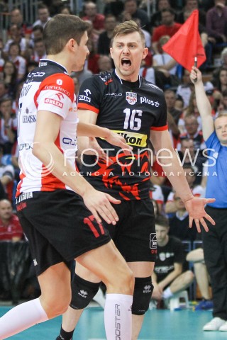  15.04.2015 RZESZOW<br />SIATKOWKA PLUSLIGA 2014/2015 MEN VOLLEYBALL POLAND POLISH PLUS LIGA LEAGUE SEASON 2014/2015 - FINAL 1. MECZ<br />MECZ ASSECO RESOVIA - LOTOS TREFL GDANSK<br />N/Z KRZYSZTOF IGNACZAK NIKOLAY PENCZEV ( PENCHEV ) <br /> 