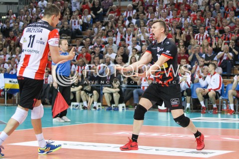  15.04.2015 RZESZOW<br />SIATKOWKA PLUSLIGA 2014/2015 MEN VOLLEYBALL POLAND POLISH PLUS LIGA LEAGUE SEASON 2014/2015 - FINAL 1. MECZ<br />MECZ ASSECO RESOVIA - LOTOS TREFL GDANSK<br />N/Z KRZYSZTOF IGNACZAK FABIAN DRZYZGA RADOSC EMOCJE <br /> 