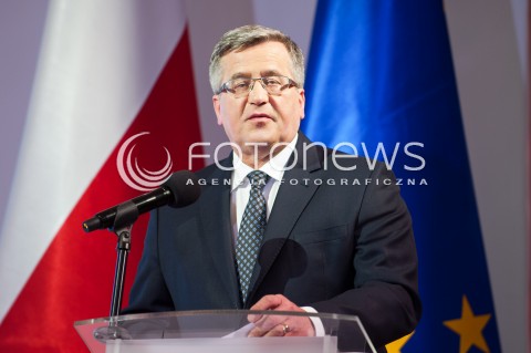  15.04.2015 WARSZAWA<br />PODSUMOWANIE 5 LAT PREZYDENTURY PREZYDENTA BRONISLAWA KOMOROWSKIEGO - LACZY NAS POLSKA<br />N/Z PREZYDENT RP BRONISLAW KOMOROWSKI<br /> 